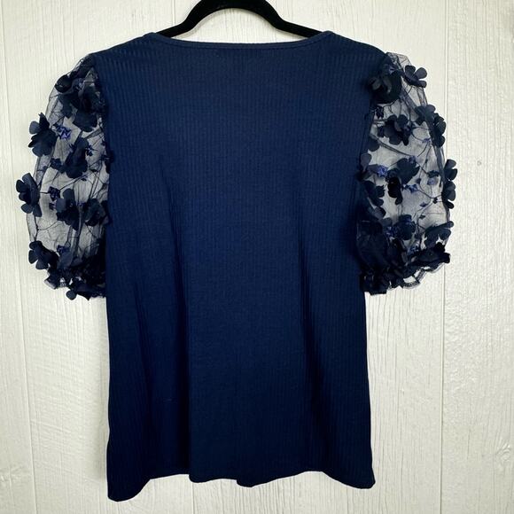 A Love Story Puff Mesh Half Sleeve Blouse Top Shirt Y2K Size Large Blue Fairy - Picture 3 of 7